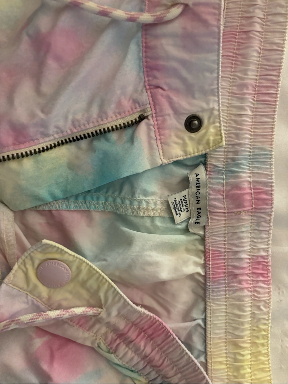 American Eagle Outfitters Pastel Tie-Dye Swim Shorts - Pink, Blue, Yellow